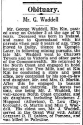 Waddell George Obituary Chronicle And North Coast Advertiser (QLD) - Oct 9 1936