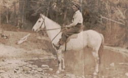 HAPGOOD Jeff postcard at Northern Rivers on white horse he rode to Qld 1914