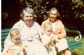 WADDELL Amy Pat and Dorrie with Linda and Wendy Hapgood about 1980